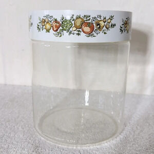 Vintage Spice Of Life Made For Pyrex Ware Glass Canister With  Plastic Lid